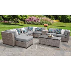 Florence 10 Piece Outdoor Wicker Patio Furniture Set 10b in Grey - TK Classics Florence-10B-Grey