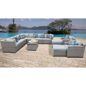 Florence 13 Piece Outdoor Wicker Patio Furniture Set 13a in Spa - TK Classics Florence-13A-Spa
