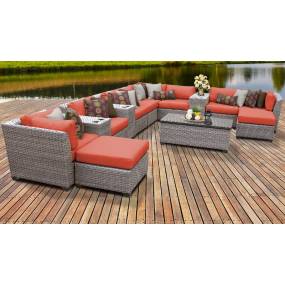 Florence 14 Piece Outdoor Wicker Patio Furniture Set 14a in Tangerine - TK Classics Florence-14A-Tangerine