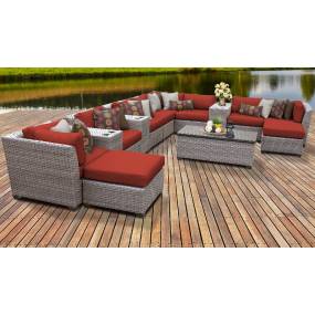 Florence 14 Piece Outdoor Wicker Patio Furniture Set 14a in Terracotta - TK Classics Florence-14A-Terracotta