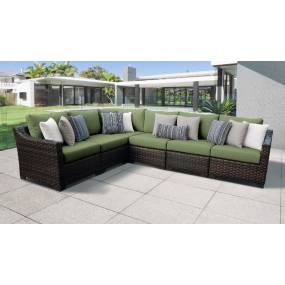 kathy ireland Homes & Gardens River Brook 6 Piece Outdoor Wicker Patio Furniture Set 06v in Forest - TK Classics River-06V-Cilantro
