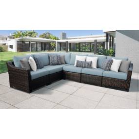 kathy ireland Homes & Gardens River Brook 6 Piece Outdoor Wicker Patio Furniture Set 06v in Tranquil - TK Classics River-06V-Spa