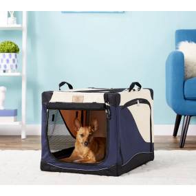 Precision Soft Side Small Pet Crate in Navy/Tan - Petmate 7035012
