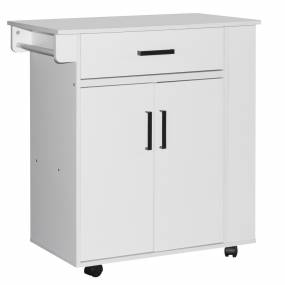 Better Home Products Shelby Rolling Kitchen Cart with Storage Cabinet - White - Better Home 2129-WHT-SHELBY