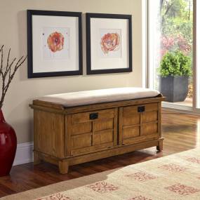 Arts & Crafts Cottage Oak Upholstered Bench - Homestyles Furniture 5180-26