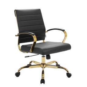 LeisureMod Benmar Home Leather Office Chair With Gold Frame - LeisureMod BOG19BLL