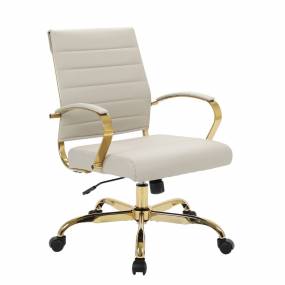 LeisureMod Benmar Home Leather Office Chair With Gold Frame - LeisureMod BOG19TL