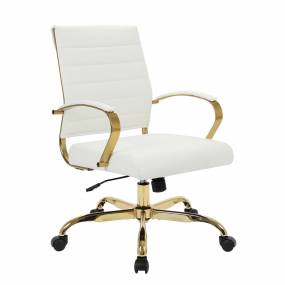 LeisureMod Benmar Home Leather Office Chair With Gold Frame - LeisureMod BOG19WL
