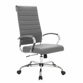 LeisureMod Benmar High-Back Home Leather Office Chair - LeisureMod BOT19GRL