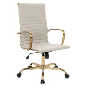 LeisureMod Harris High-Back Leatherette Office Chair With Gold Frame - LeisureMod HOTG19TL