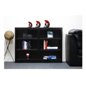  6 Shelf Double Wide Wood Bookcase, 36 inch Tall, Espresso Finish - Concepts in Wood MI4836-E