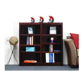  8 Shelf Double Wide Wood Bookcase, 48 inch Tall, Cherry Finish - Concepts in Wood MI4848-C