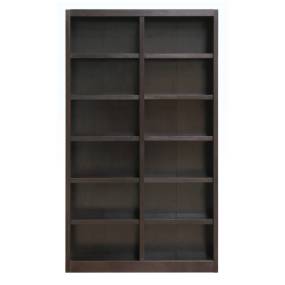 12 Shelf Double Wide Wood Bookcase, 84 inch Tall, Espresso Finish - Concepts in Wood MI4884-E