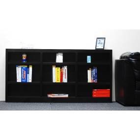  9 Shelf Triple Wide Wood Bookcase, 36 inch Tall, Espresso Finish - Concepts in Wood MI7236-E