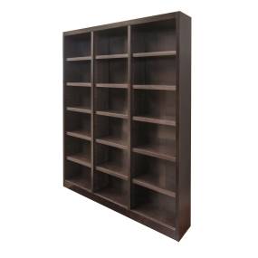  18 Shelf Triple Wide Wood Bookcase, 84 inch Tall, Espresso Finish - Concepts in Wood MI7284-E