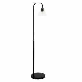 Henderson Blackened Bronze Arc Floor Lamp with Clear Glass Shade - Hudson & Canal FL0774