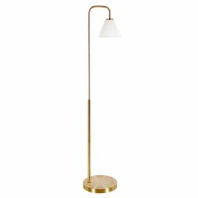 Henderson Brass Finish Arc Floor Lamp with White Milk Glass Shade - Hudson & Canal FL0777