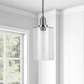 Nora pendant in seeded glass and polished nickel - Hudson & Canal PD0075