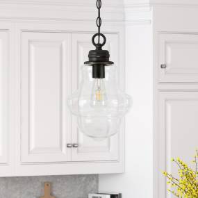 Annie Blackened Bronze and Clear Glass Pendant - Hudson & Canal PD0458