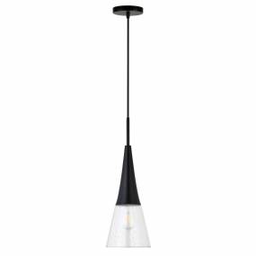 Myra Blackened Bronze Pendant with Seeded Glass Shade - Hudson & Canal PD0755