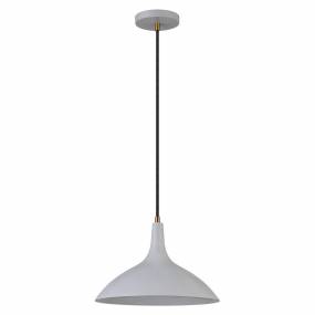 Barton Matte Gray Metal Pendant with Brass Accents - Hudson & Canal PD0761