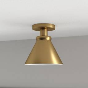 Zeno 8.63" Semi Flush Mount with Metal Shade in Brushed Brass/Brushed Brass - Hudson & Canal SF1645