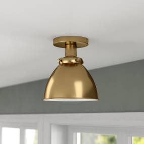 Madison 8" Semi Flush Mount with Metal Shade in Brushed Brass/Brushed Brass - Hudson & Canal SF1646
