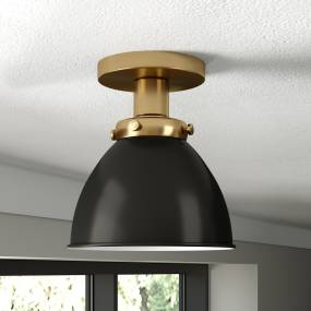 Madison 8" Semi Flush Mount with Metal Shade in Brushed Brass/Blackened Bronze - Hudson & Canal SF1647