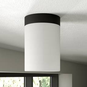 Piper 6" Flush Mount with Fabric Shade in Blackened Bronze/White - Hudson & Canal SF1650