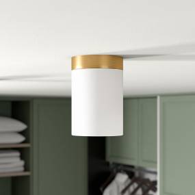 Piper 6" Flush Mount with Fabric Shade Brushed Brass/White - Hudson & Canal SF1651