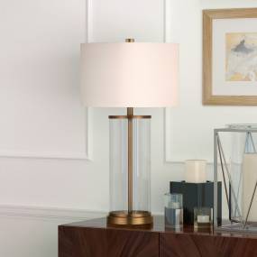 Rowan table lamp in glass and antique brass - Hudson & Canal TL0026