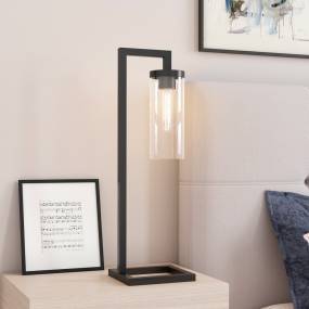 Malva Blackened Bronze table lamp with seeded glass - Hudson & Canal TL0137