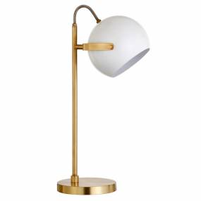 Sims Brass Finish Desk Lamp with White Shade - Hudson & Canal TL0783