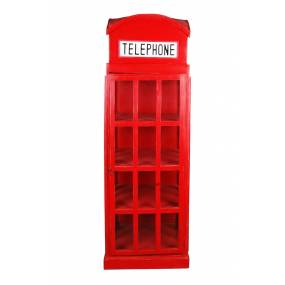 Sunset Trading Cottage English Phone Booth Cabinet In Distressed Red - Sunset Trading CC-CAB064LD-RD