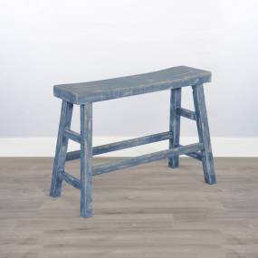 Marina Ocean Blue 24"H Bench, Wood Seat - Sunny Designs 1671OB-24