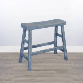 Marina Ocean Blue 30"H Bench, Wood Seat - Sunny Designs 1671OB-30