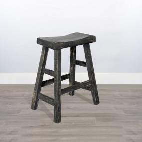Marina Black Sand 24"H Saddle Seat Stool, Wood Seat - Sunny Designs 1768BS-24
