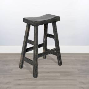 Marina Black Sand 30"H Saddle Seat Stool, Wood Seat - Sunny Designs 1768BS-30