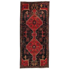 Pasargad Home Vintage Azerbaijan Black Lamb's Wool Area Rug- 3' 6" X  7'10" - Pasargad Home 049341