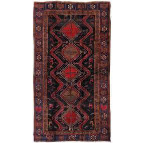 Pasargad Home Vintage Azerbaijan Black Lamb's Wool Area Rug- 4' 5" X  8' 3" - Pasargad Home 049361
