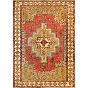 Pasargad Home Vintage Oushak Collection Coral Lamb's Wool Area Rug- 4' 0" X 6' 0" - Pasargad Home 049674