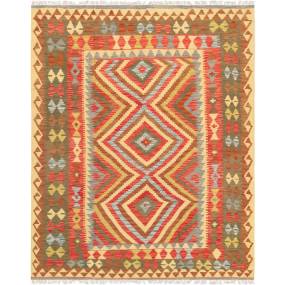 Pasargad Home Vintage Kilim Collection Multi Wool Area Rug- 5' 1" X 6' 5" - Pasargad Home 050489
