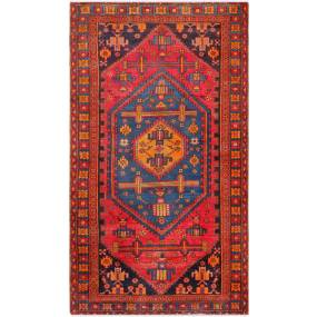 Pasargad Home Vintage Azerbaijan Red Lamb's Wool Area Rug- 4' 1" X  7' 3" - Pasargad Home 52107