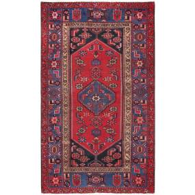 Pasargad Home Vintage Azerbaijan Rust Wool Area Rug-  4' 1" X  6' 9" - Pasargad Home 54718