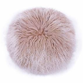 Ruby 16 Inch Genuine Tibetan Lamb Fur Round Pillow - TOV-C68531