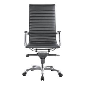 STUDIO SWIVEL OFFICE CHAIR HIGH BACK BLACK VEGAN LEATHER - Moe's Home Collection ZM-1001-02