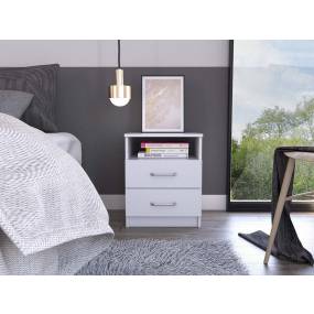  Oklahoma Night Stand With Two Drawers And One Shelf In White - FM Furniture FM6567MLB