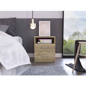  Oklahoma Night Stand With Two Drawers And One Shelf In Light Oak - FM Furniture FM6568MLD