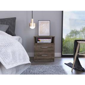  Oklahoma Night Stand With Two Drawers And One Shelf In Dark Brown - FM Furniture FM6570MLB