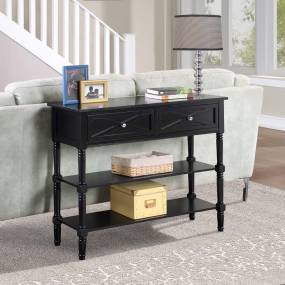Country Oxford 2 Drawer Console Table in Black - Convenience Concepts 503199BL